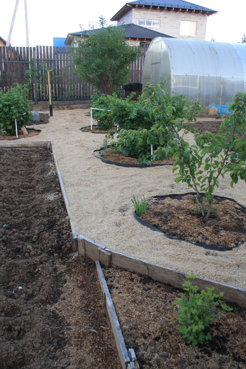 подпорная стеночка в плодовом садике