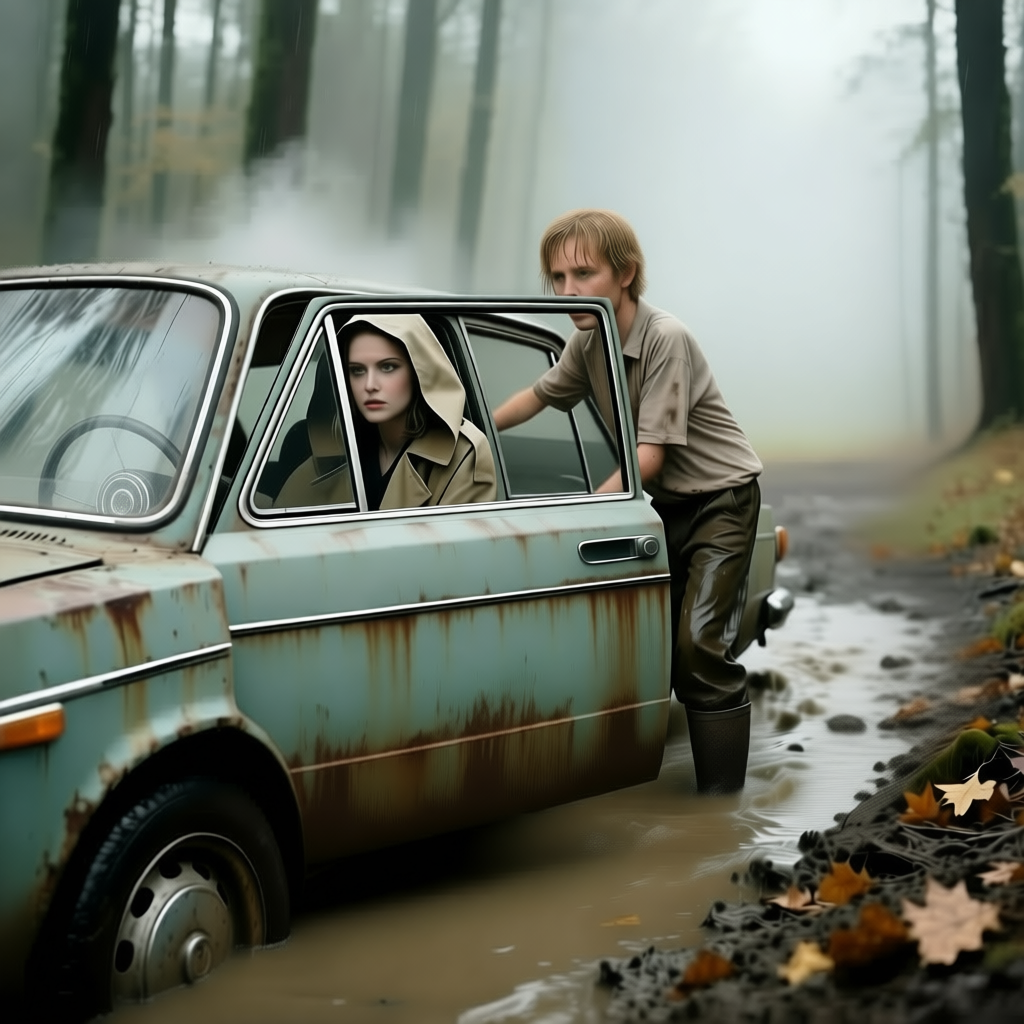 "Колёса буксовали, как и жена Сергея, которая упорно не желала понимать, куда крутить руль" (Сергей - племянник Анатолия Красуцкого).