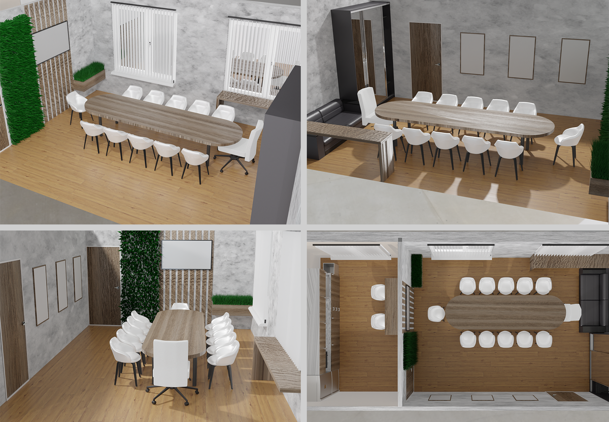 2022 год: первый коммерческий проект. 3D‑визуализация переговорной. 
