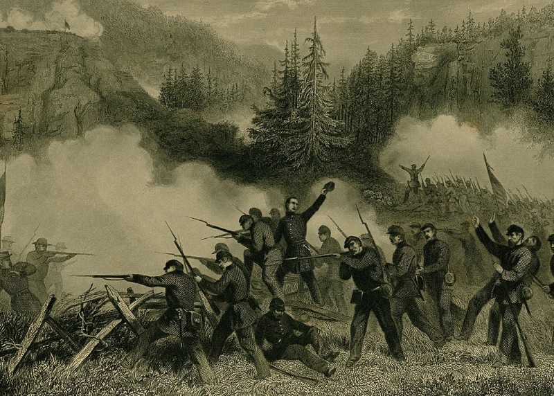 Гравюра, изображающая сражение при Рич-Маунтин.