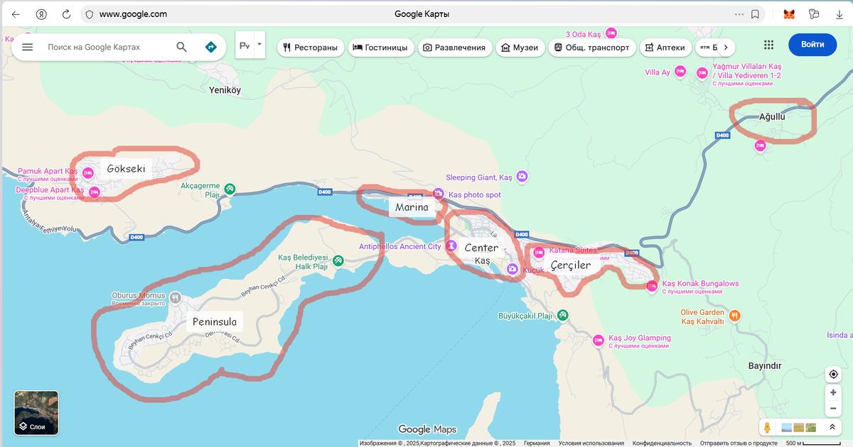 Районы Каша отмечены на карте