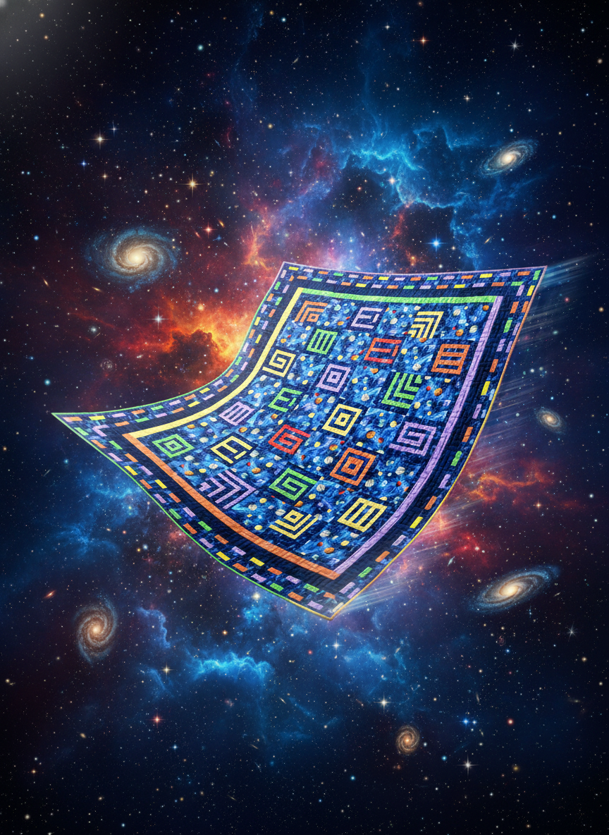 Фото: работа Татьяны Комаровой, мастер-класс «Знаки Космоса», Академия лоскутного шитья.