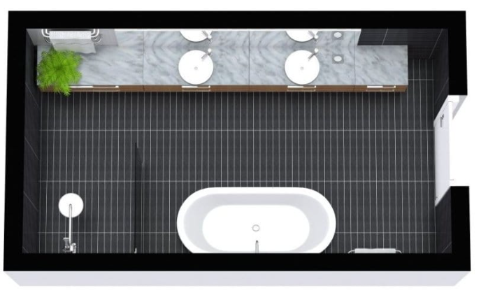 Планировка прямоугольной ванной комнаты для максимального использования пространства