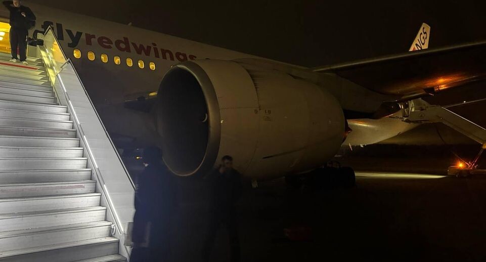 Загоревшийся самолет сняли на видео после экстренной посадки в Домодедове