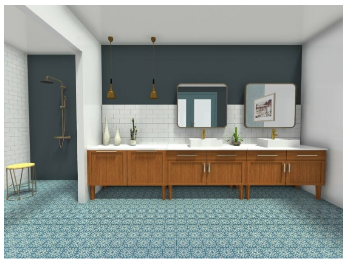 Подробно: ванная комната в стиле модерн середины века 