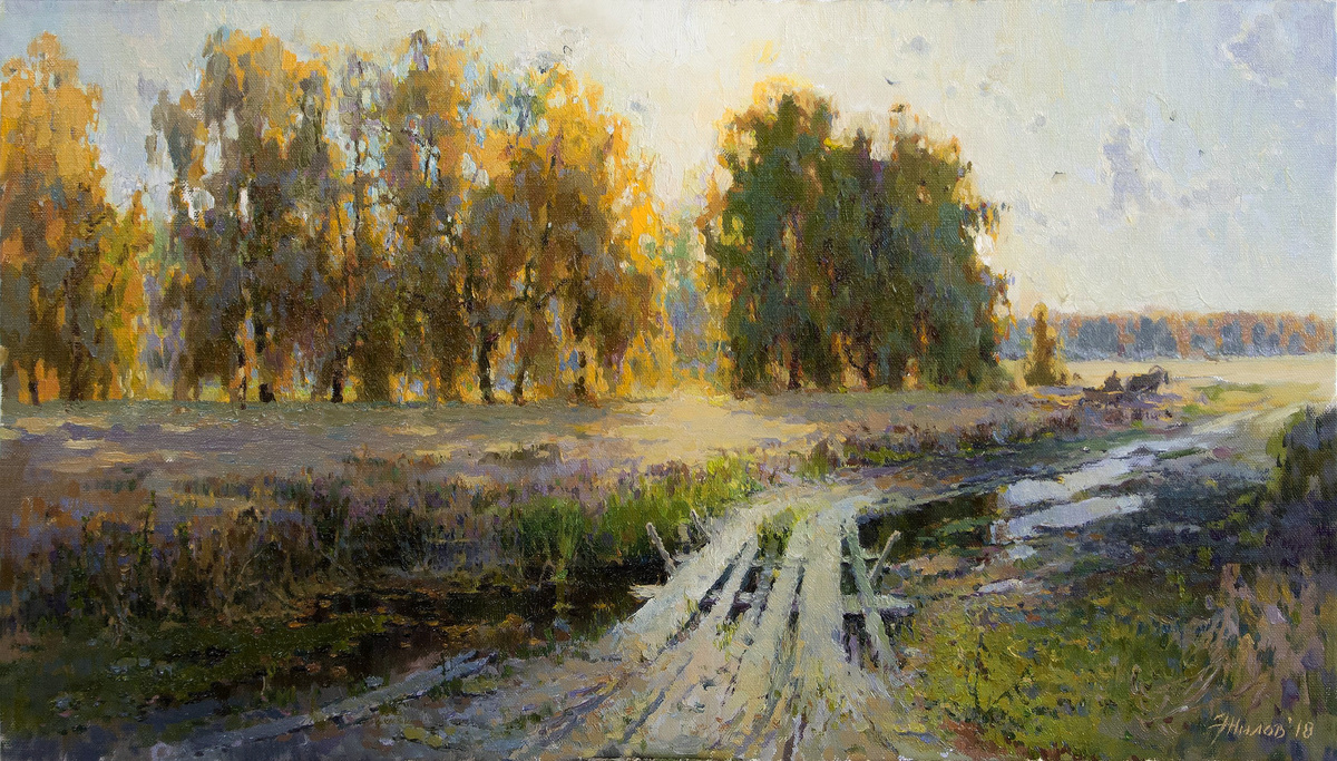 Жилов Андрей Владимирович, «Тамаевское золото», 2018, этюд, холст, масло, 40 х 70 см, частная коллекция