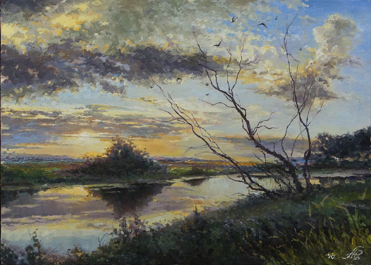 Жилов Андрей Владимирович, «Прощание с летом», 2010, холст, картон, масло, 37 х 55 см, частная коллекция