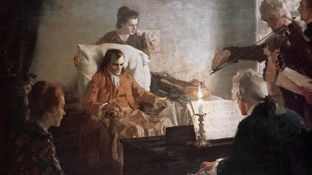 Смерть Моцарта. Картина Ч. Чемберса, 1918 год