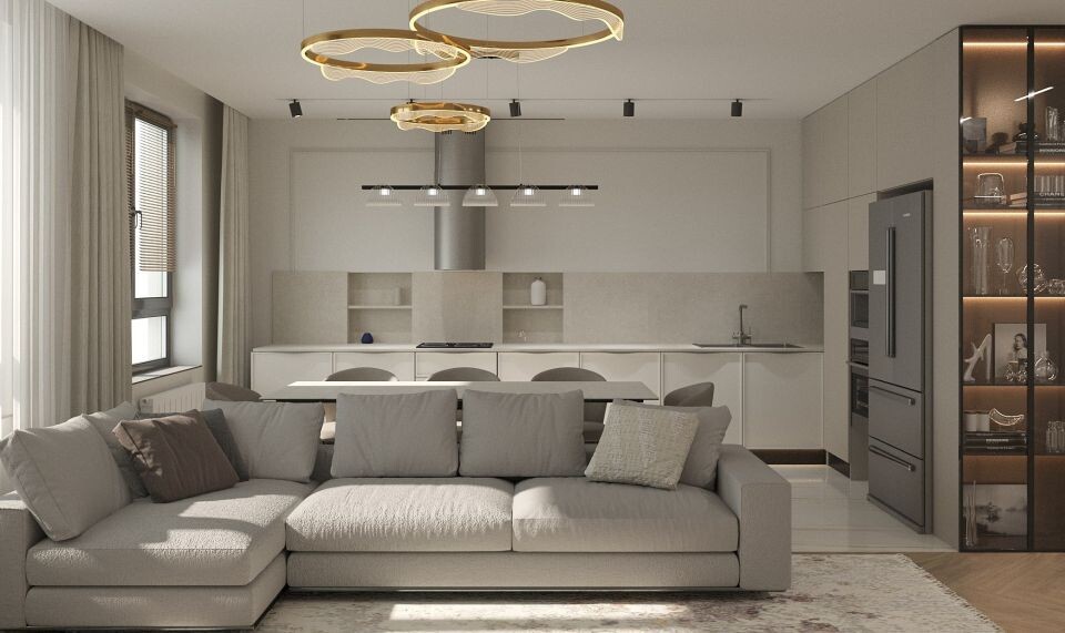    Пример интерьера кухни без верхних шкафов. Источник: vk.com/olgapanova_club