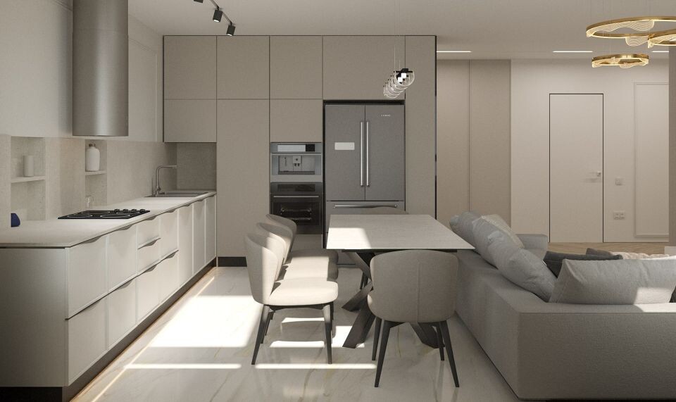    Пример интерьера кухни без верхних шкафов. Источник: vk.com/olgapanova_club