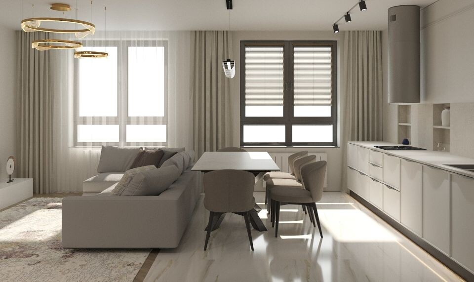    Пример интерьера кухни без верхних шкафов. Источник: vk.com/olgapanova_club