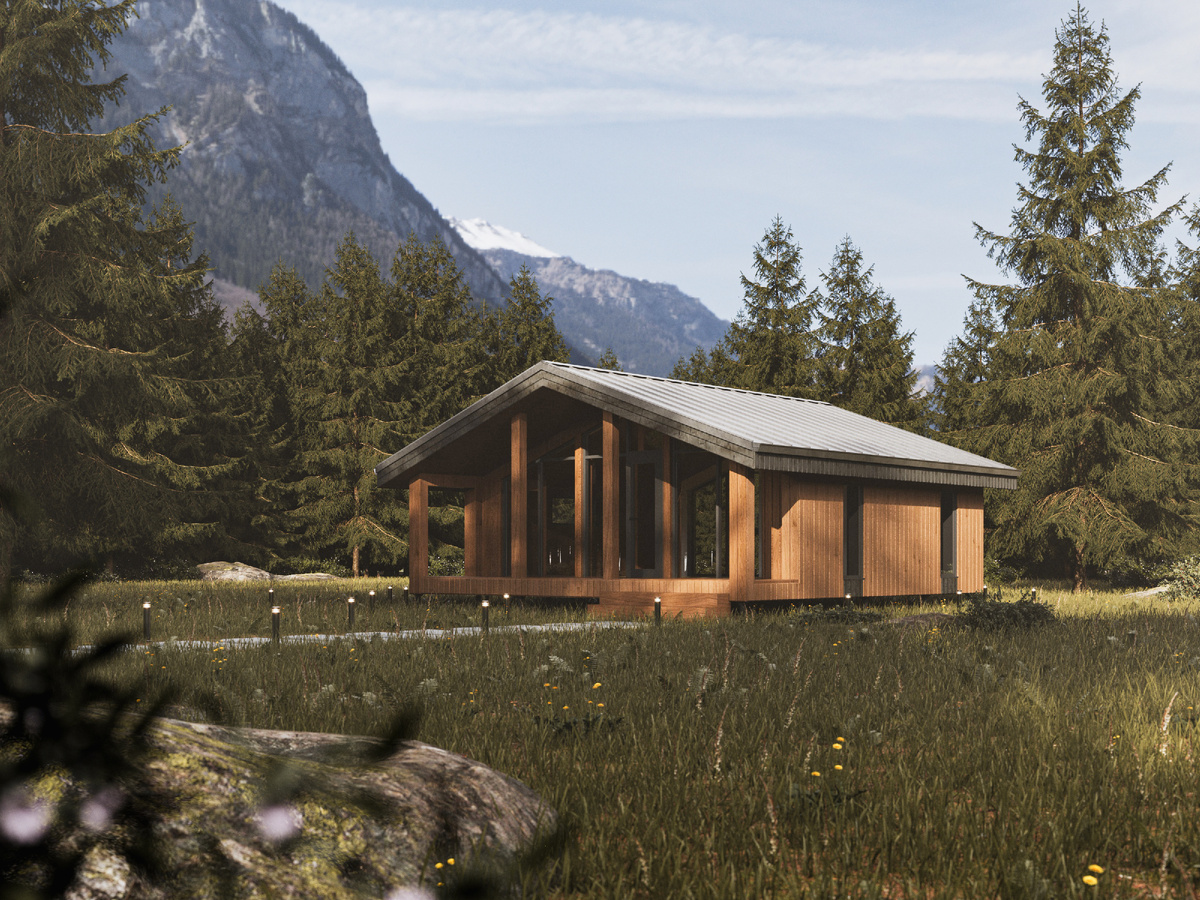 Модульный дом с широкими свесами