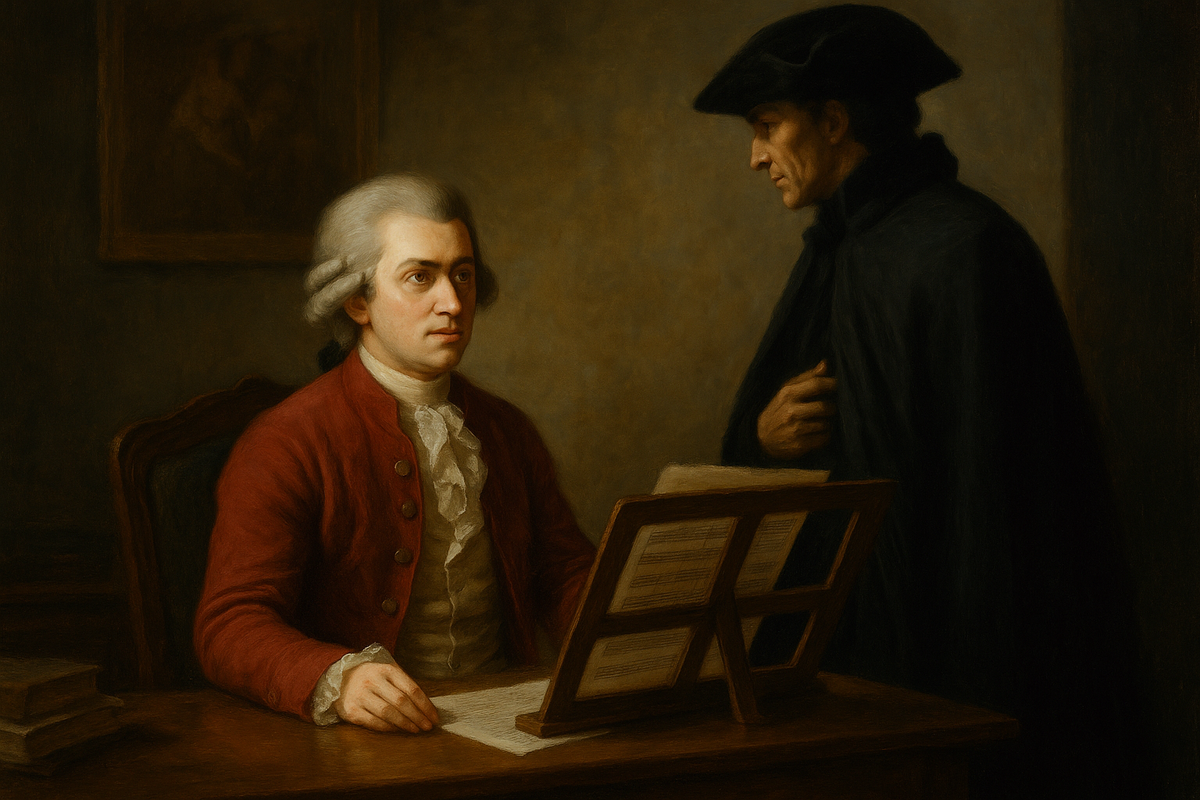 Моцарт принимает таинственный заказ на «Реквием».