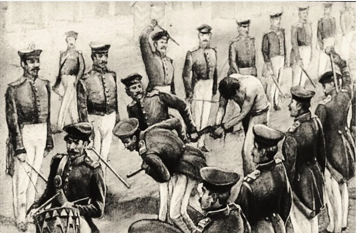 Наказание шпицрутенами - одно из самых распространённых наказаний