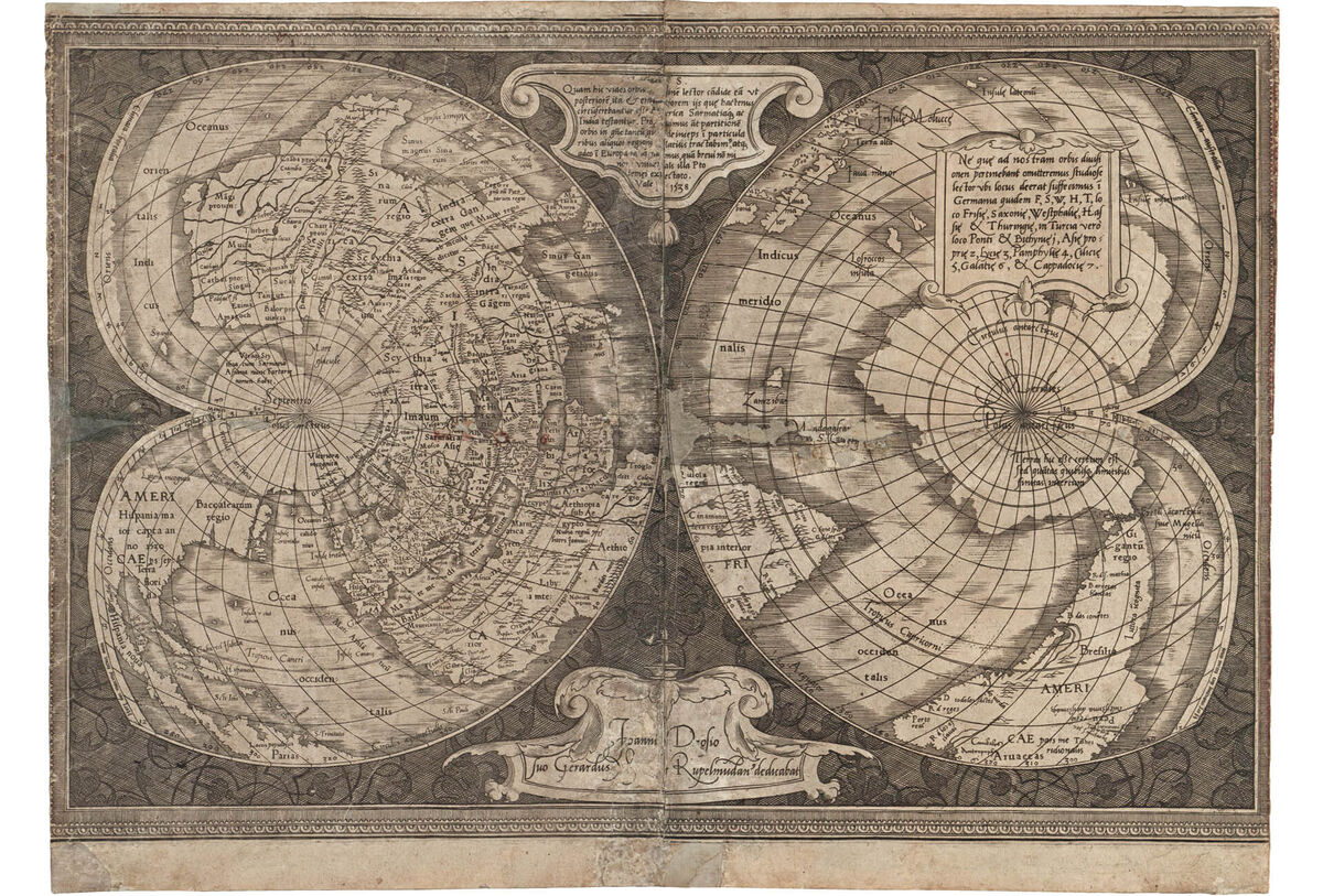 Космографическая карта мира Меркатора 1538 год.