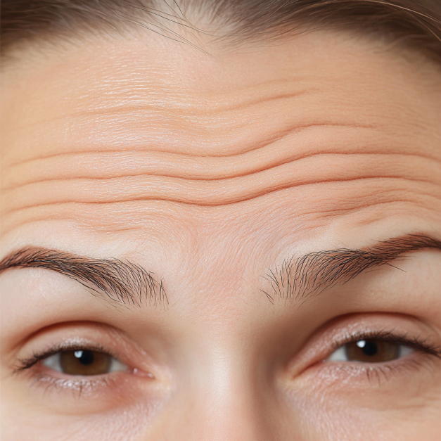 Глубокие морщины отражают давнее структурное изменение: длительное мышечное давление со временем формирует стойкий кожный залом