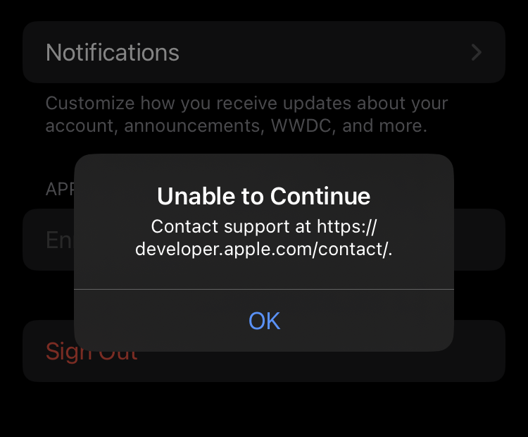 Скрин приложения Apple Developer