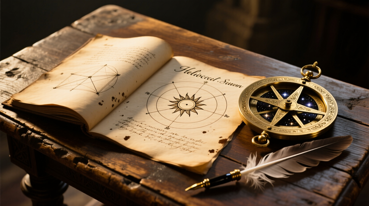 Николай Коперник на основе наблюдений и расчётов предложил модель, где Солнце, а не Земля, находится в центре планетной системы. Это изменило научное понимание устройства мира и места нашей планеты в нём.