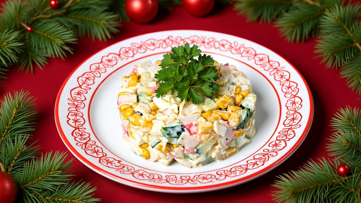 Салат с крабовыми палочками и кукурузой