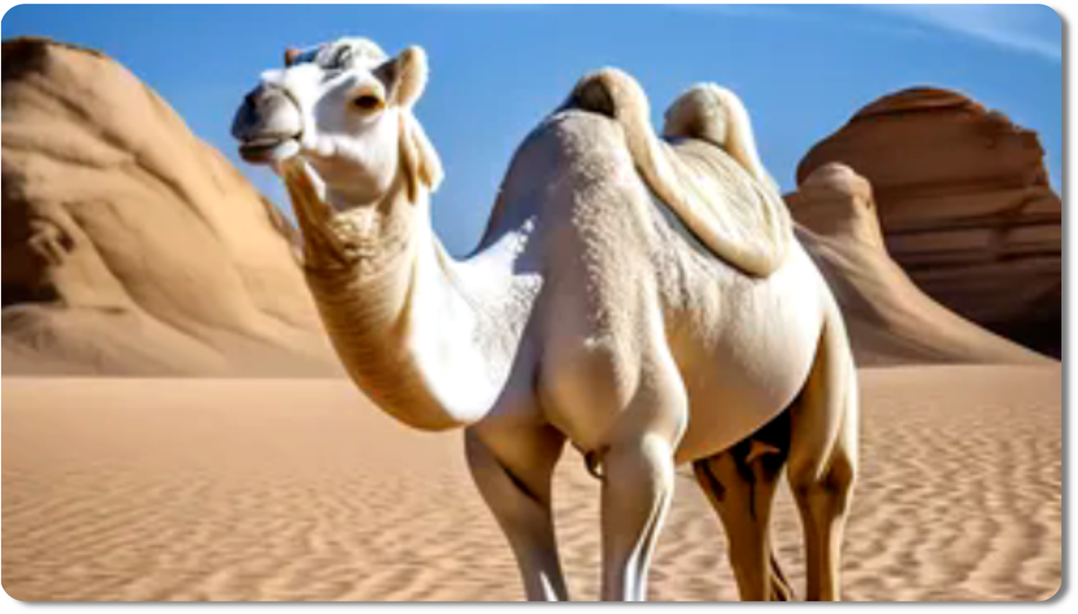 Белый верблюд - это захватывающее явление природы, символизирующее чистоту и редкость