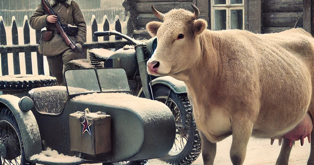 Как разведчики угнали мотоцикл из-под носа врага, подведя к нему корову, чтобы заглушить шум