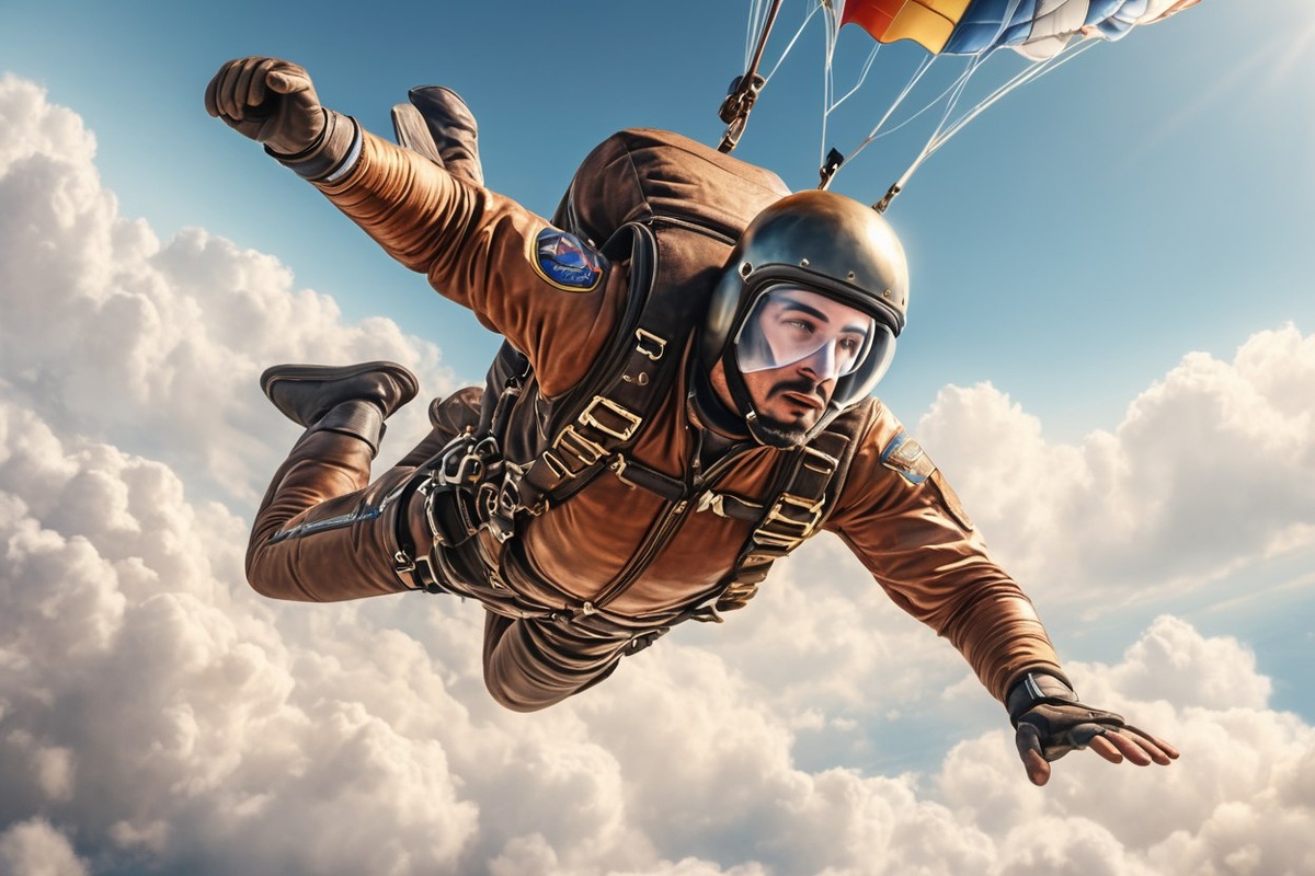 Первый парашютист, фотография очевидца. Шутка, работа ИИ