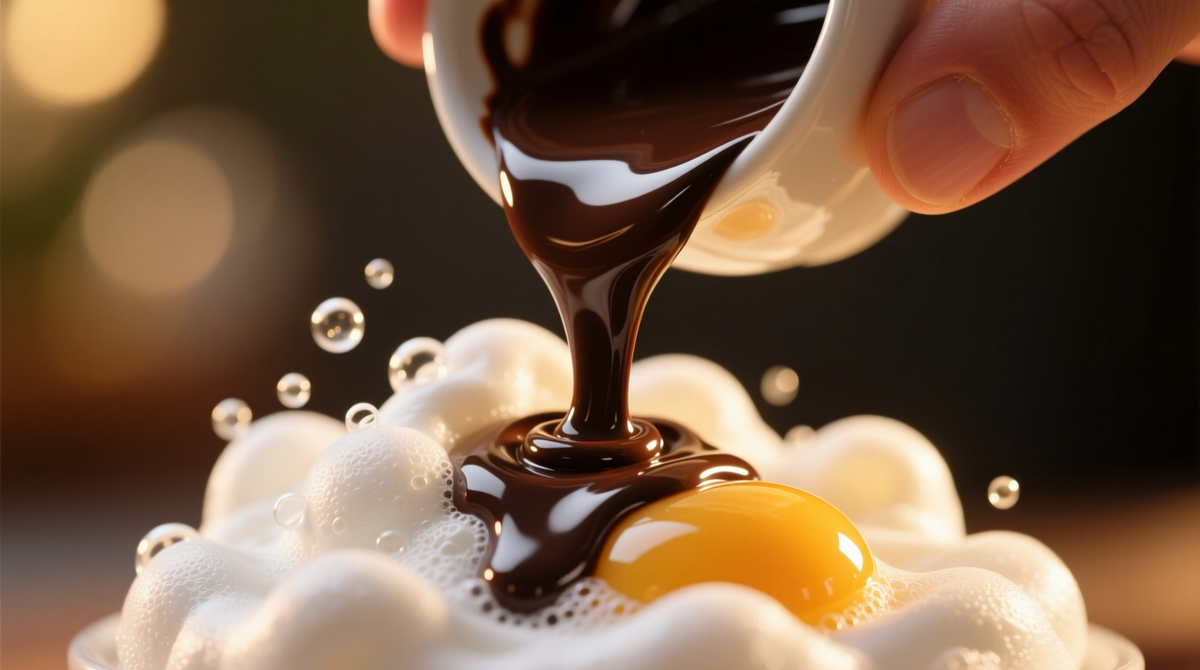 На этом этапе воздушная структура торта формируется окончательно. Аккуратное смешивание сохраняет пузырьки воздуха во взбитых белках, которые в духовке расширятся и поднимут тесто.