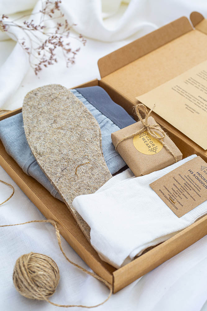 Подарочный набор конопляные носки, трусы, мыло и стельки Uzor Wear