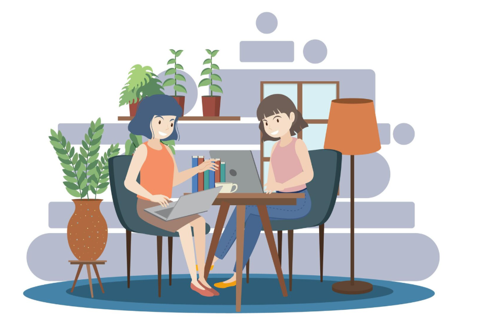 Общение матери и дочки за столом