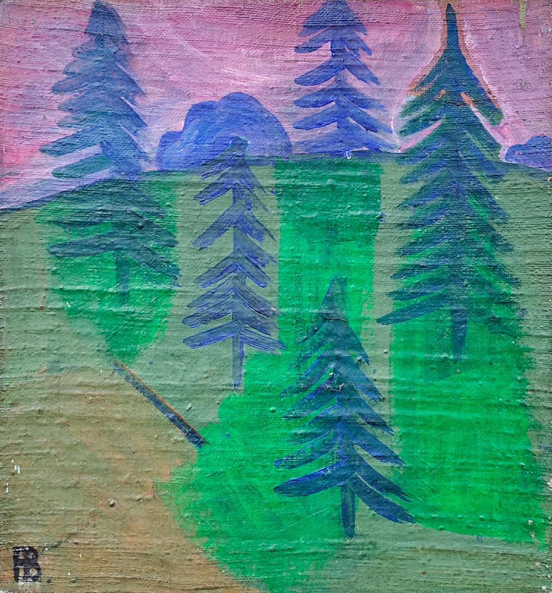 Васми Рихард Рудольфович (1929-1998). Елочки. 1967 г. Холст, масло. 49 х 46 см. Продано за 1 млн. 200 тысяч рублей
