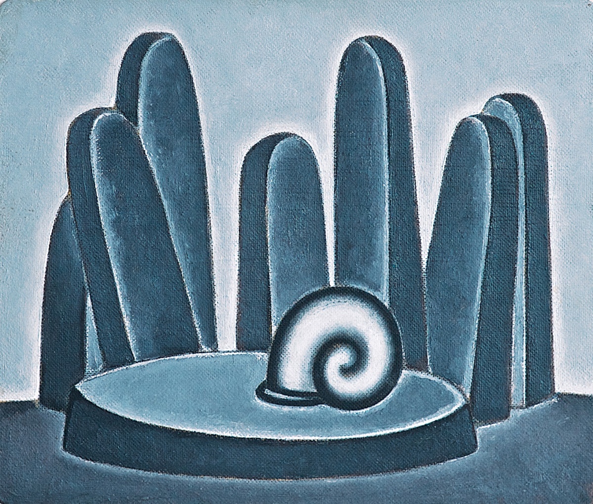 Краснопевцев Дмитрий Михайлович (1925-1995). Стоящие камни и раковина. 1964 г. Оргалит, масло. Размер 38 х 44,5 см. Продано за 3 млн. 400 тысяч рублей