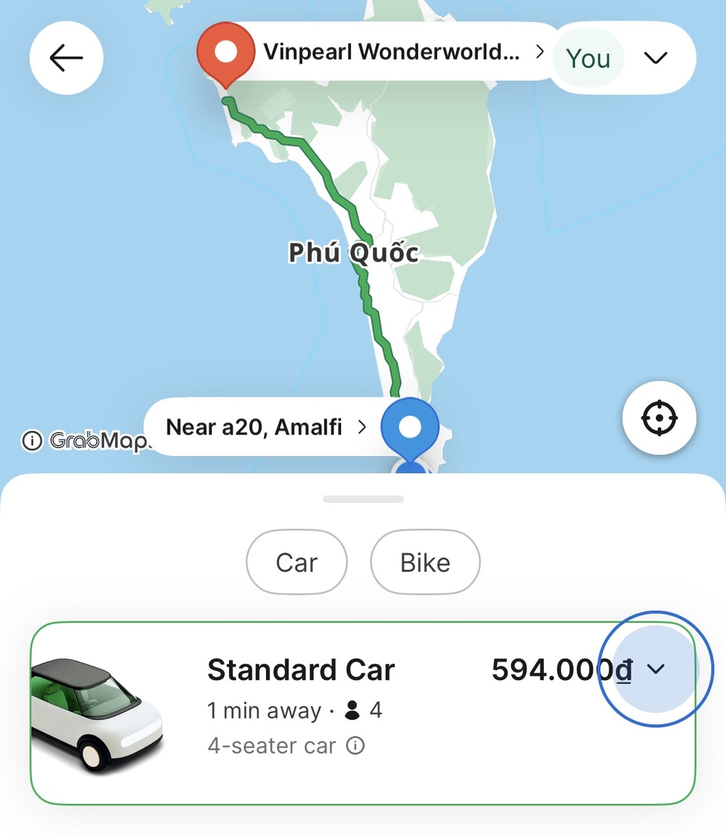 Скрин из прилодения Grab