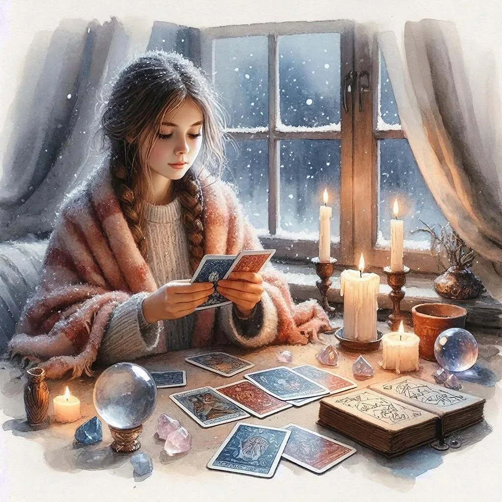 Гадание на картах. Иллюстрация сгенерирована нейросетью