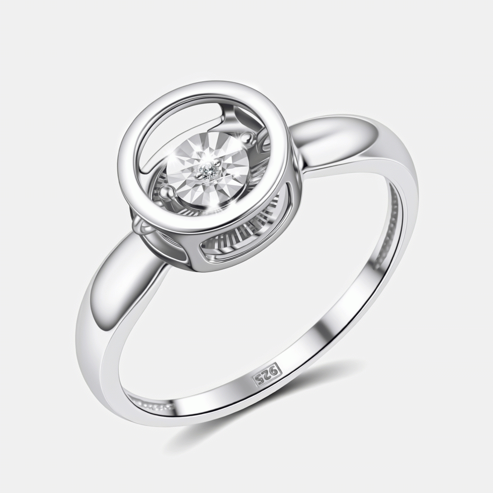 Серебряное кольцо с танцующим бриллиантом
Код: 000-400192