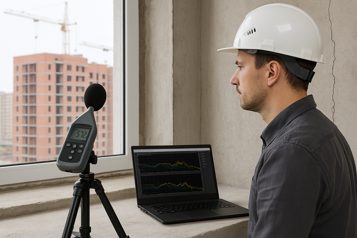 Измерение уровня шума перед разработкой проекта шумоизоляции.