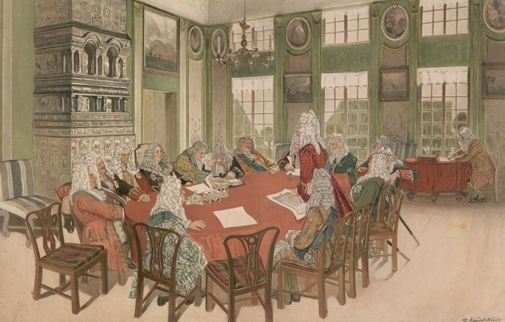    Картина Дмитрия Кардовского "Заседание Сената при Петре I"  Wikimedia Commons/Public domain