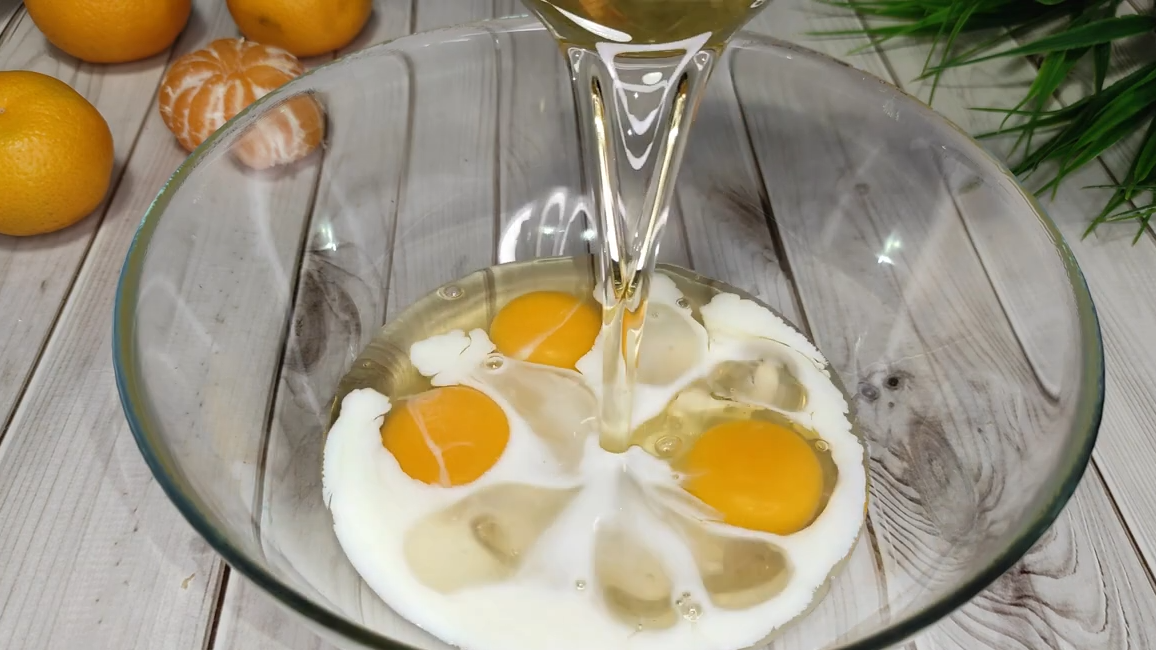 Быстрый пирог с мандаринами. Фото автора.