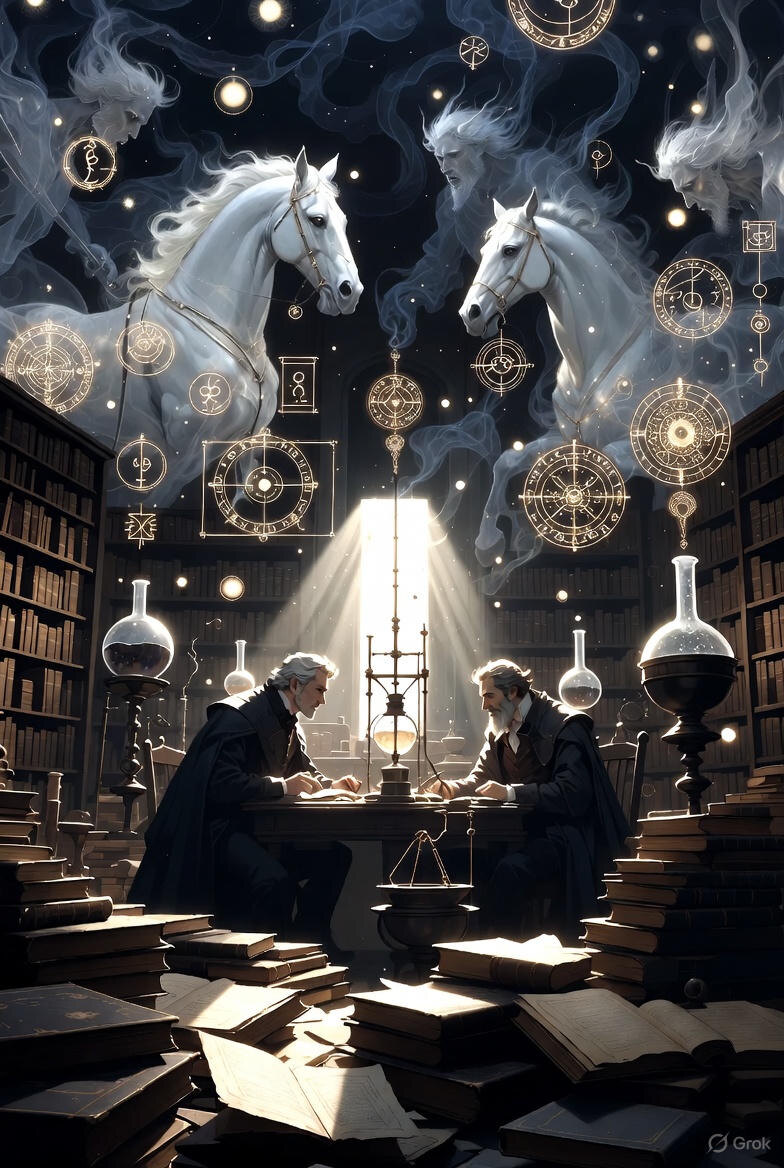 "Алхимический диалог" иллюстрация создана сетью Грок