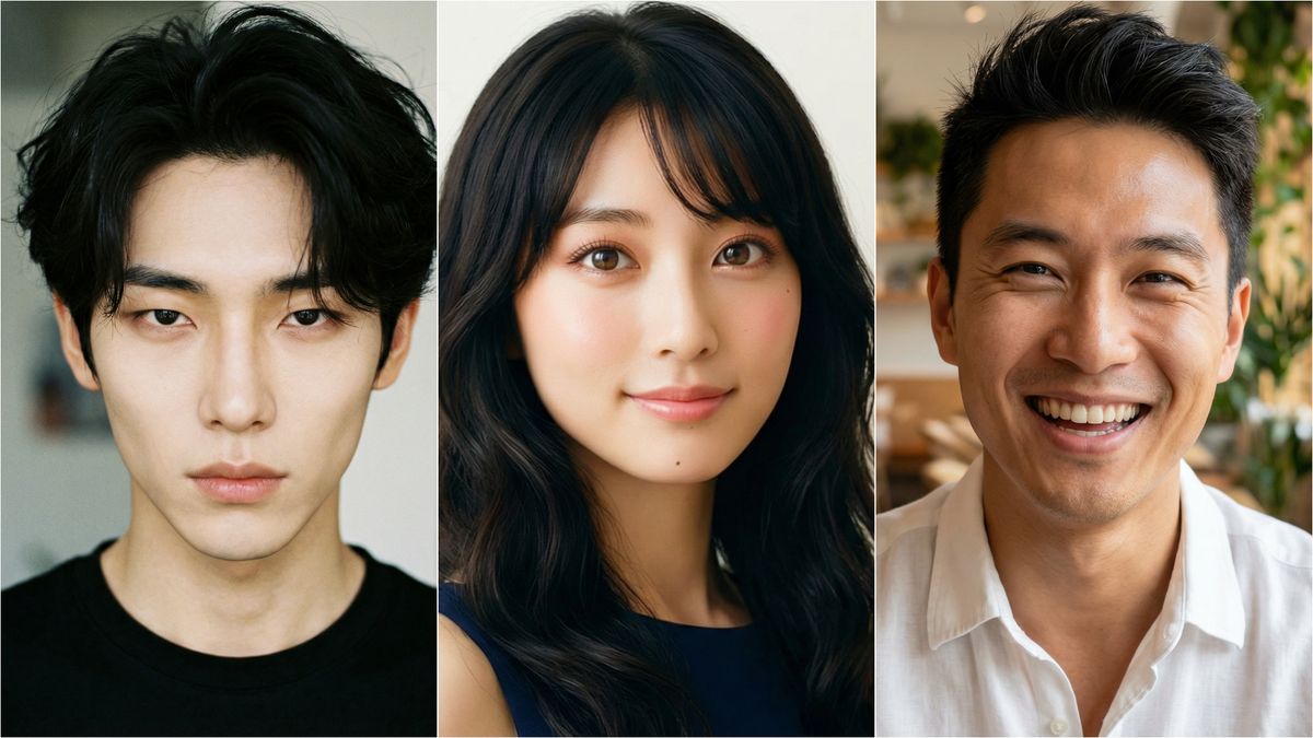 Слева направо: кореец, японка и китаец