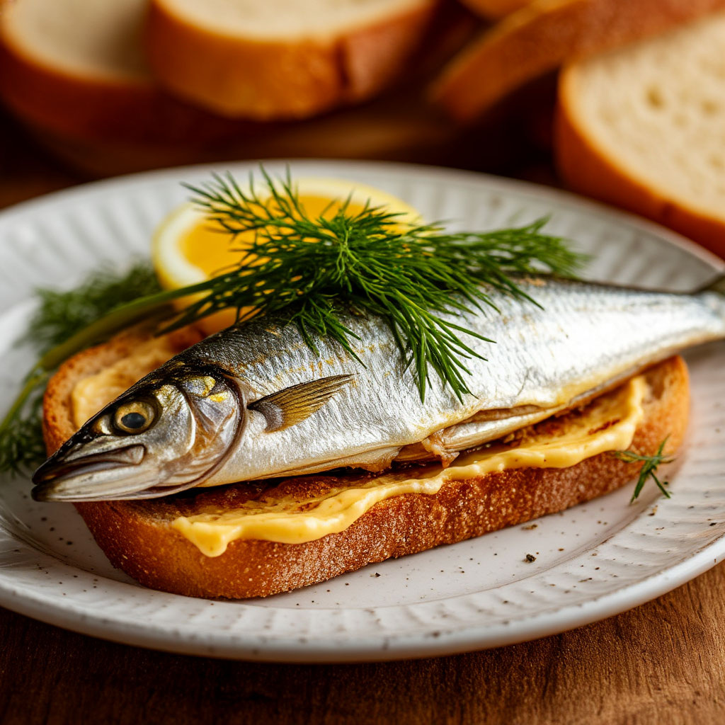 Шпроты на бутерброде
