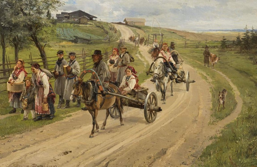   Прянишников Илларион Михайлович, «Возвращение с ярмарки», 1883 г., общественное достояние