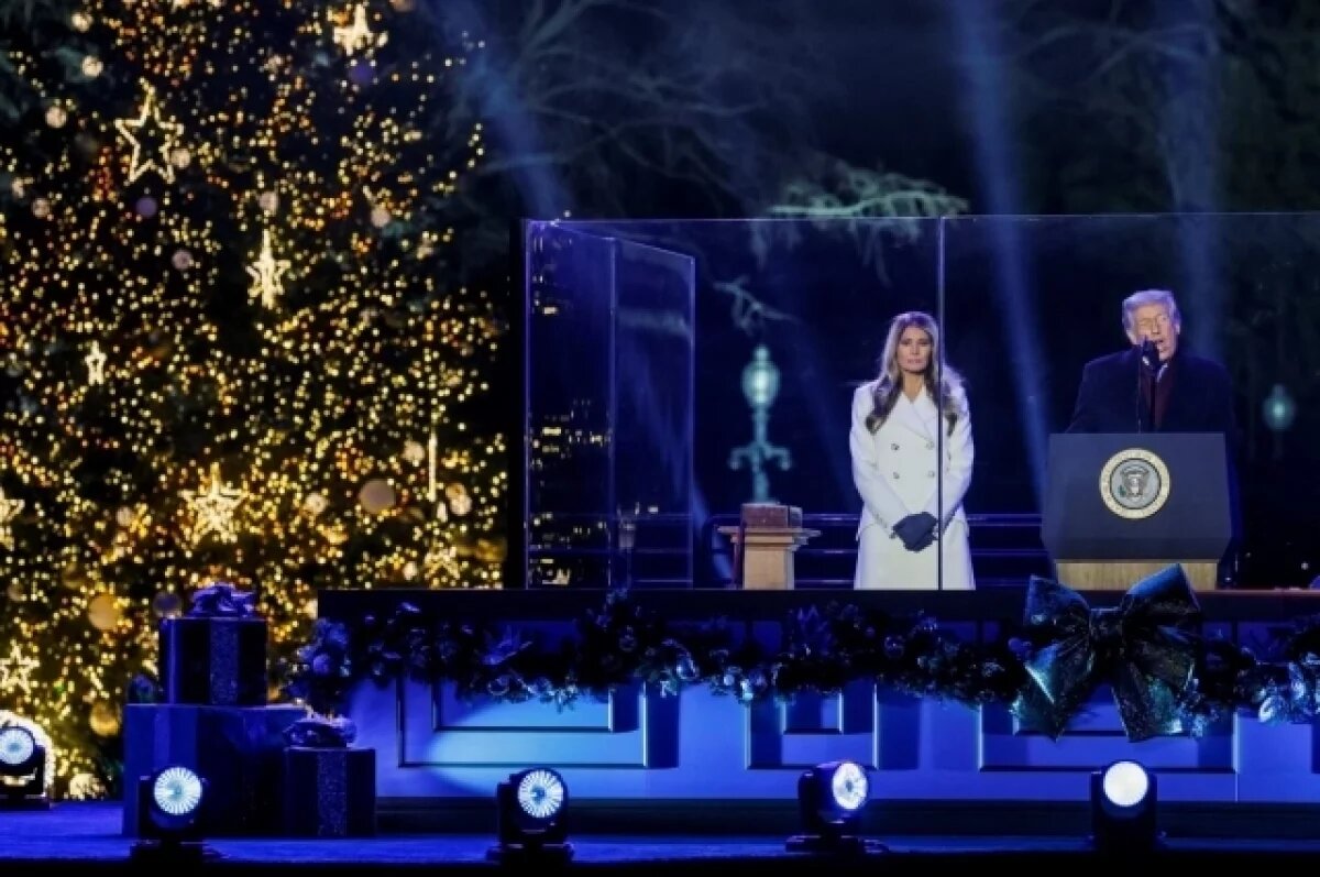    Дональд и Меланья Трамп зажгли огни на рождественской ели в Вашингтоне