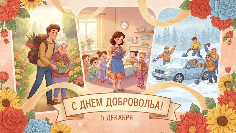    День добровольца 2025: открытки и картинки с поздравлениями Фото: Сгенерировано нейросетью