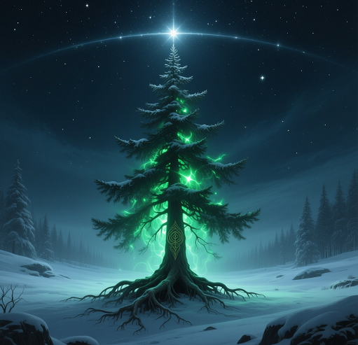 Мы приносим ёлку в дом не потому, что «так принято».
Древние ставили вечнозелёное дерево в самые тёмные дни года - когда Солнце стояло на месте, а мир будто замирал.
Ель была символом, который не подчиняется смерти. Деревом границы между мирами. Оберегом, который «ест тьму».
И когда мы ставим ёлку сегодня - мы повторяем ритуал тысяч поколений, даже не осознавая, что несём в дом древний маяк света, пока Солнце стоит в самой глубокой тьме.
