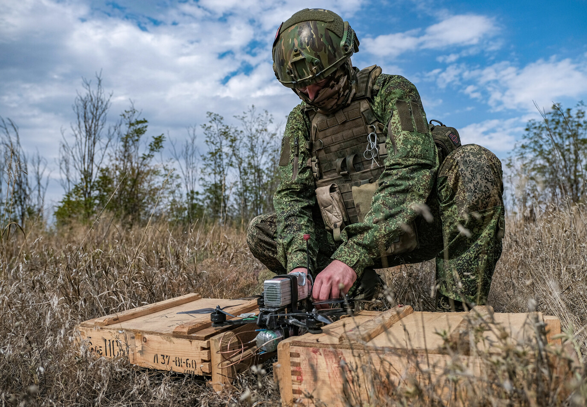 Российский боец запускает дрон Сергей Мирный/РИА Новости