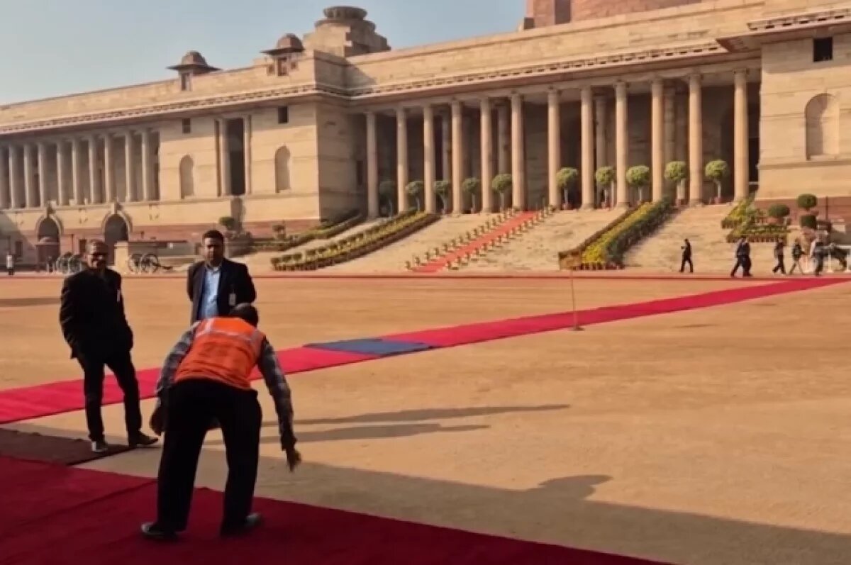    В сети появились кадры подготовки к церемонии встречи Путина в Нью-Дели