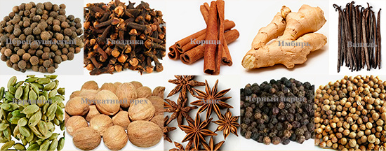 Пряности в настойках.