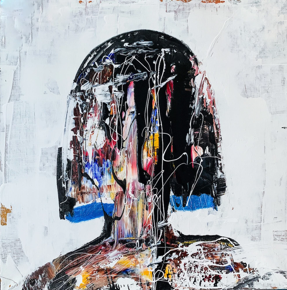 Картина под названием Thinking Евгении Вороновой. Шелкография