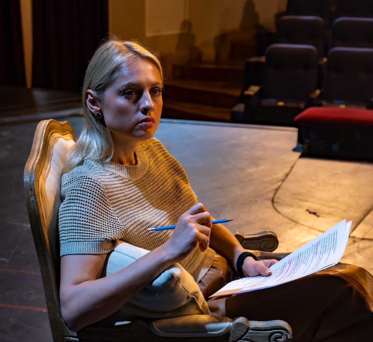 Репетиция спектакля "Волки и овцы" на сцене Московского академического театра сатиры. Фото. Александра Беланова.