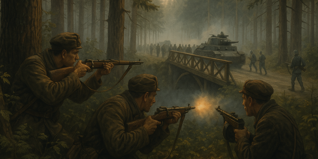 «Кто эти невидимки?!» Офицер вермахта кричал в лес, не понимая, что партизаны под Рябым мостом уже держат его на мушке